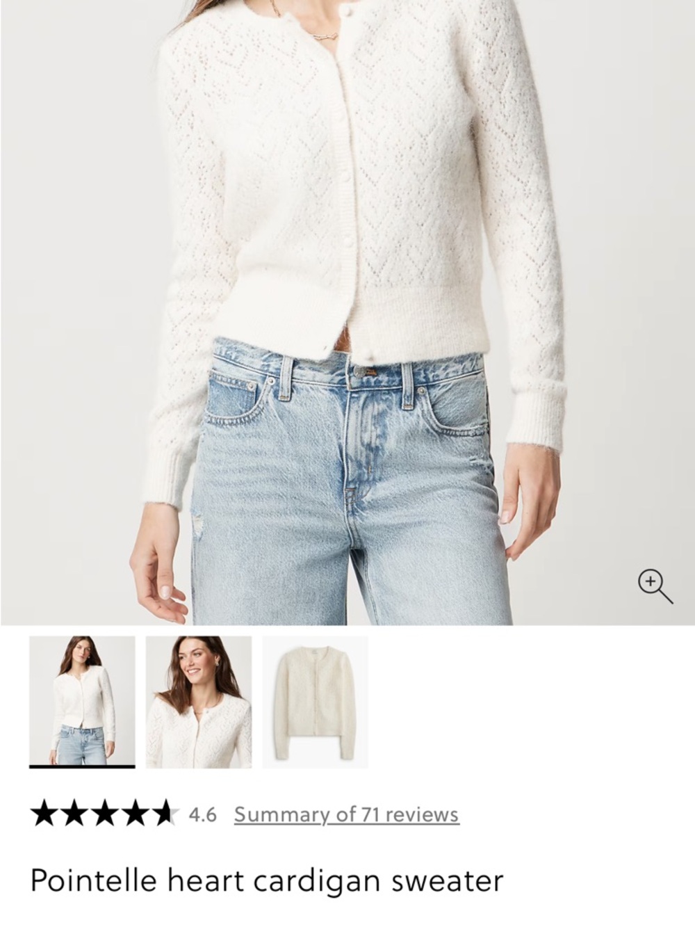 J. Crew Pointelle Heart Cardigan